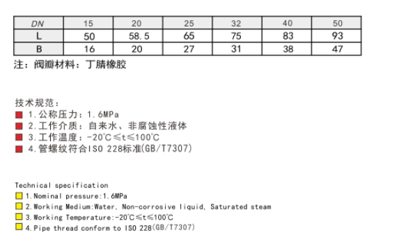 埃美柯黃銅升降式止回閥鏈接尺寸