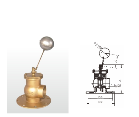 埃美柯黃銅法蘭浮球閥結(jié)構(gòu)圖
