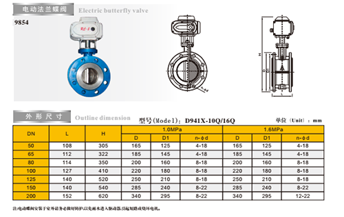 埃美柯電動法蘭蝶閥參數(shù)圖